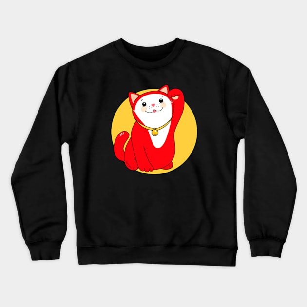 Manekineko Lucky Cat - Love Crewneck Sweatshirt by goldengallery